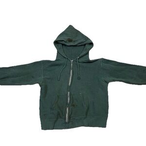 Vintage 1970s Brentwood Full Zip Hoodie – Talon Zipper – Distressed Workwear